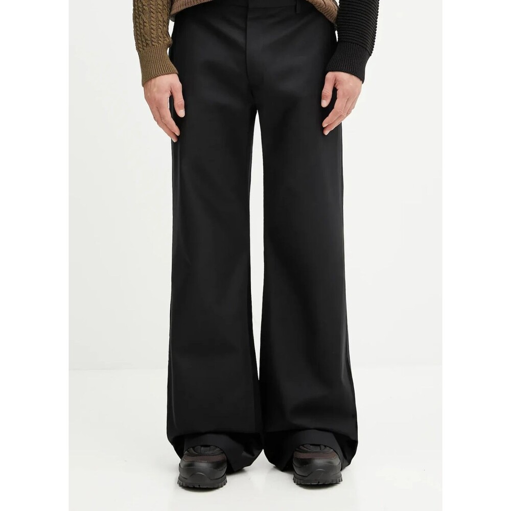 MM6 MAISON MARGIELA Pants Mens Size 48 Black Wide Leg Satin Insert Trouser $850